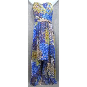 MAX & CLEO Dress - Blue, Peacock, Strapless, High/Low, Zip Back, Lined, Size 6